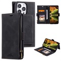 Saii Zipper iPhone 13 Pro Max Wallet Case with Strap