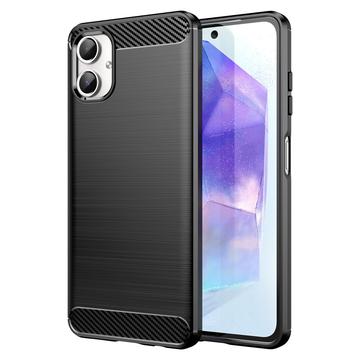 Samsung Galaxy A06 Puzdro z Brúseného TPU - Uhlíkové Vlákno - Čierne