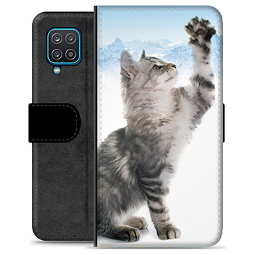 Samsung Galaxy A12 prémiové puzdro na peňaženku - Mačka