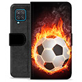 Samsung Galaxy A12 prémiové puzdro na peňaženku - Futbalový plameň