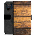 Samsung Galaxy A12 prémiové puzdro na peňaženku - Drevo