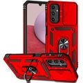 Samsung Galaxy A14/A14 5G Rotary Ring Hybrid Case with Camera Shield - Red