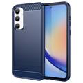 Samsung Galaxy A35 Puzdro z Brúseného TPU - Uhlíkové Vlákno - Modrá