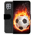 Samsung Galaxy A42 5G prémiové puzdro na peňaženku - Futbalový plameň