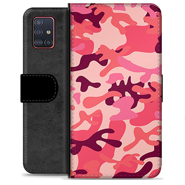 Samsung Galaxy A51 prémiové puzdro na peňaženku - Ružová kamufláž