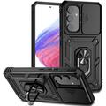 Samsung Galaxy A54 5G Rotary Ring Hybrid Case with Camera Shield - Black