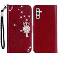 Samsung Galaxy A55 Owl Rhinestone Wallet Case