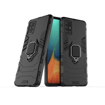 Samsung Galaxy A71 Hybrid Case s Držiakom Prsteňa - Černá