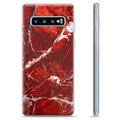 Samsung Galaxy S10+ puzdro TPU - Červený mramor