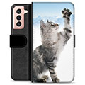 Samsung Galaxy S21 5G prémiové puzdro na peňaženku - Mačka