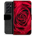 Samsung Galaxy S21 Ultra 5G prémiové puzdro na peňaženku - Rose