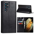 Samsung Galaxy S22 Ultra 5G Wallet Leather puzdro s Kickstandom - čierna