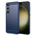 Samsung Galaxy S24+ Puzdro z Brúseného TPU - Uhlíkové Vlákno - Modrá
