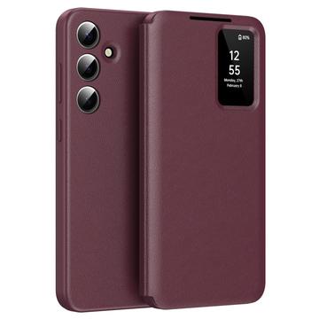 Samsung Galaxy S24+ Smart Clear View Flip Case with Card Slot - Wine Red