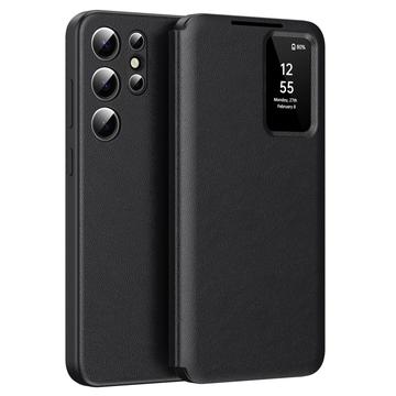 Samsung Galaxy S25 Ultra Smart Clear View Flip Case with Card Slot - Black