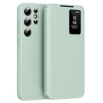 Samsung Galaxy S25 Ultra Smart Clear View Flip Case with Card Slot - Light Green