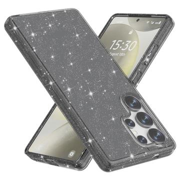 Štýlové hybridné puzdro série Glitter na Samsung Galaxy S25 Ultra - Čierna