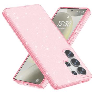 Štýlové hybridné puzdro série Glitter na Samsung Galaxy S25 Ultra - Ružová