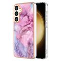 Samsung Galaxy S25+ Marble Pattern Electroplated IMD TPU Case - Blue / Pink