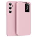 Samsung Galaxy S25+ Smart Clear View Flip Case with Card Slot - Pink
