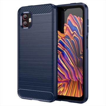 Samsung Galaxy Xcover6 Pro Brushed TPU Case - Carbon Fiber - Blue