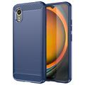 Samsung Galaxy Xcover7 Puzdro z Brúseného TPU - Uhlíkové Vlákno - Modrá