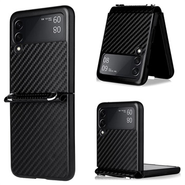 Samsung Galaxy Z Flip3 5G puzdro s popruhom - uhlíková vlákna - čierna