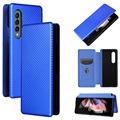 Samsung Galaxy Z Fold3 5G Flip Case - uhlíkové vlákno - modrá