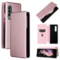 Samsung Galaxy Z Fold3 5G Flip Case - uhlíkové vlákno - ružové zlato