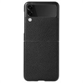 Samsung Galaxy Z Flip3 5G Slim Cover - Skutočná koža - čierna