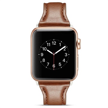 Apple Watch Series 10/9/8/SE (2022)/7/SE/6/5/4/4/3/2/1 Slim Leath Rap - 42mm/41mm/40mm/38mm - káva