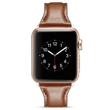 Apple Watch Series 9/8/SE (2022)/7/SE/6/5/4/4/3/2/1 Slim Leath Rap - 41 mm/40 mm/38 mm - káva