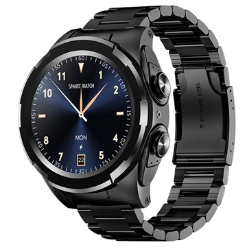 Smartwatch s slúchadlami TWS JM06 - hliníkový remienok - čierny