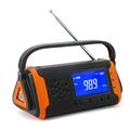 Solar Powered Emergency Radio w/ Flashlight - Black / Orange