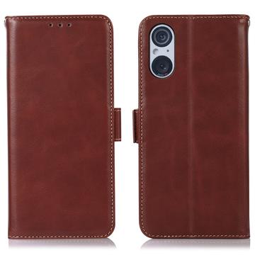 Sony Xperia 5 V Wallet Leather puzdro s Kickstandom - hnedá