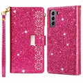 Séria Starlight Samsung Galaxy S22 5G Wallet Case - Hot Pink