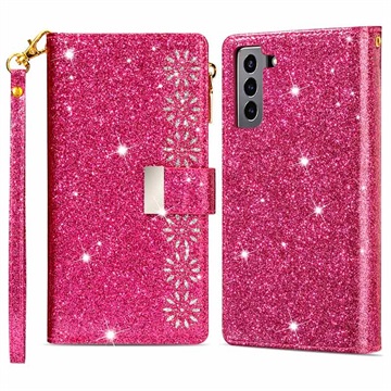 Séria Starlight Samsung Galaxy S22 5G Wallet Case - Hot Pink