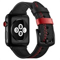 Apple Watch Series Ultra 2/Ultra/9/8/SE (2022)/7/SE/6/5/4/3/2/1 Stitched Leather Rap - 45 mm/44 mm/42 mm - čierna