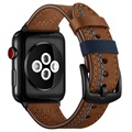 Apple Watch Series Ultra 2/Ultra/9/8/SE (2022)/7/SE/6/5/4/3/2/1 Stitched Leather Rap - 45 mm/44 mm/42 mm - hnedá