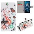 Séria štýlov Huawei Nova 5T, cti 20/20S Wallet Case - Motýle / kruhy