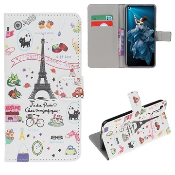 Séria štýlov Huawei Nova 5T, cti 20/20S Wallet Case - Eiffel Tower