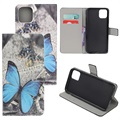 Štýl série iPhone 11 Pro Wallet Case - Blue Butterfly