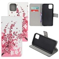 Štýl série iPhone 11 Pro Wallet Case - Pink Flowers