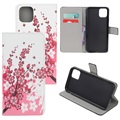 Štýlové série iPhone 11 Pase Wallet - Ružové kvety