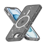 Štýlové hybridné puzdro série Glitter na iPhone 16e - Kompatibilné s MagSafe - Čierna