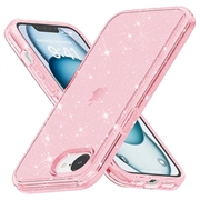 Štýlové hybridné puzdro série Glitter na iPhone 16e – Ružová