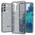 Štýlové hybridné puzdro série Glitter na Samsung Galaxy S21 5G – sivé