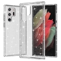 Štýlové hybridné puzdro série Glitter na Samsung Galaxy S22 Ultra 5G – Transparentné