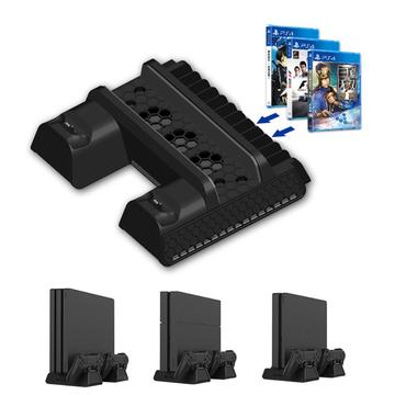 TP4-882 Vertikálny stojan s chladiacim ventilátorom Chladič ovládača Duálna nabíjacia stanica pre Sony Playstation PS4/PS4 Slim/PS4 Pro