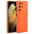 Puzdro Samsung Galaxy S23 Ultra 5G TPU s držiakom karty – Oranžová